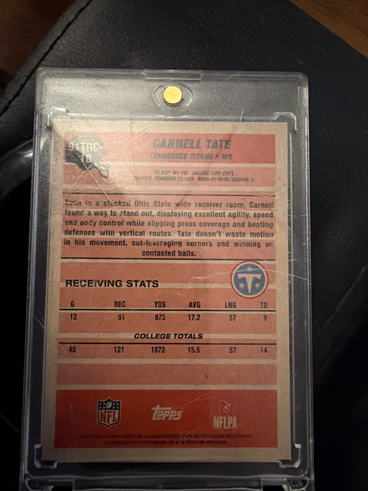 Carnell Tate back