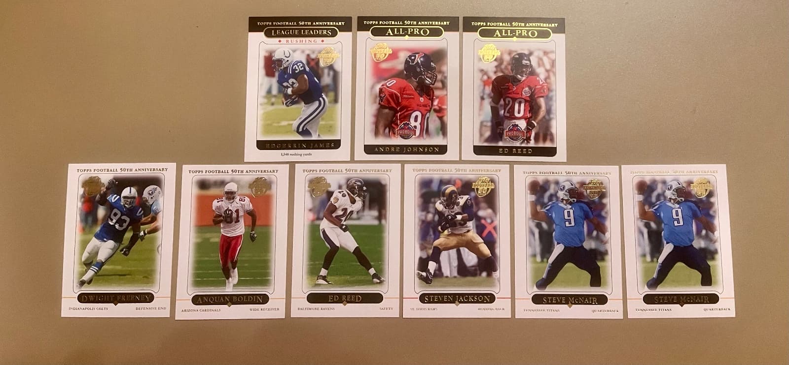 2005 Topps Football 50th Anniversary Card Lot Andre Johnson Ed Reed McNair +