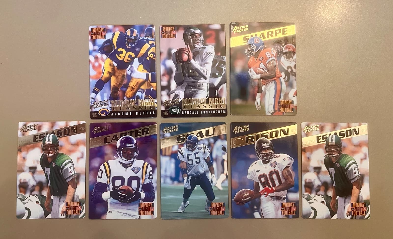 1995 Action Packed Football Card Lot 8 Cards Jerome Bettis Shannon Sharpe